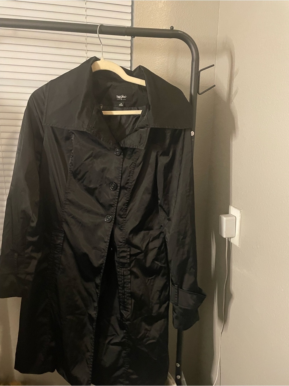 Mossimo Supply Co. Black Women's Button-Front Trench Coat